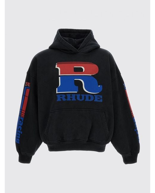 Rhude Black Cotton Hoodie for men