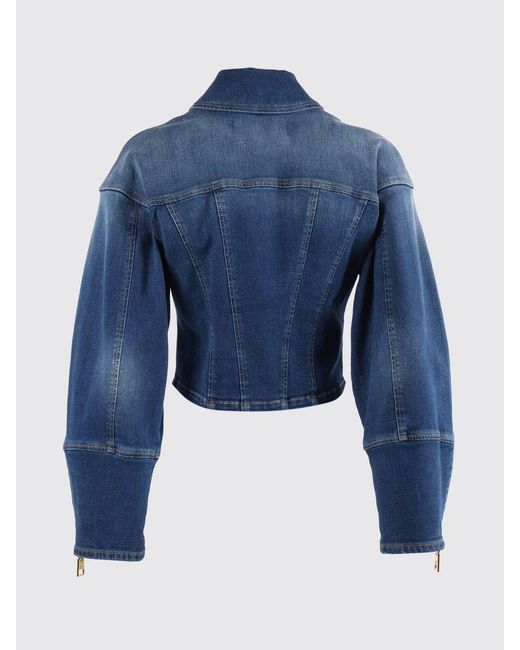 Elisabetta Franchi Blue Denim Bustier Jacket With Laces