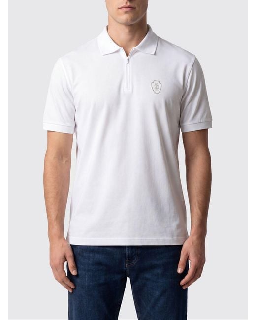 Brunello Cucinelli White Short-Sleeve Polo Shirt for men