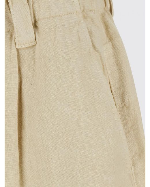 C P Company Natural Linen Cargo Shorts With Belt Loops And Multiple Pockets for men