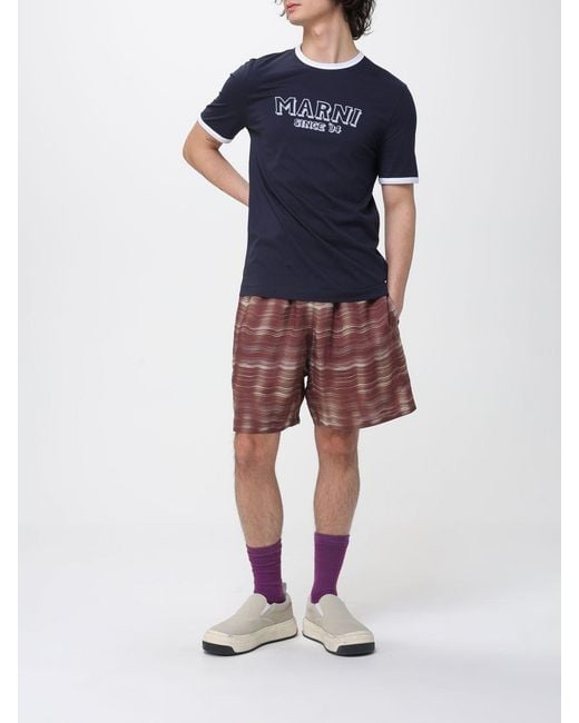 Marni Red Ramie Jogging Shorts for men