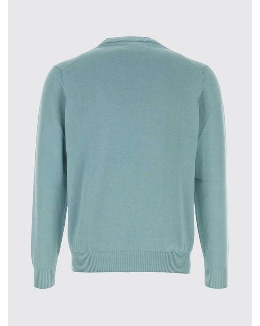 Fedeli Blue Cotton Crew Neck Knit for men