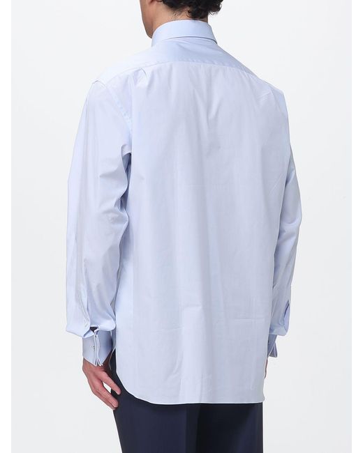 Zegna Blue Classic Stretch Poplin Shirt for men