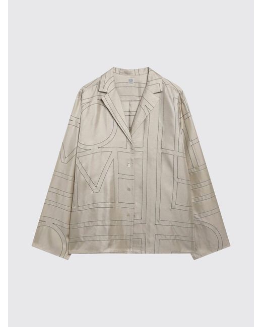Totême Natural Silk Shirt With Logo Print