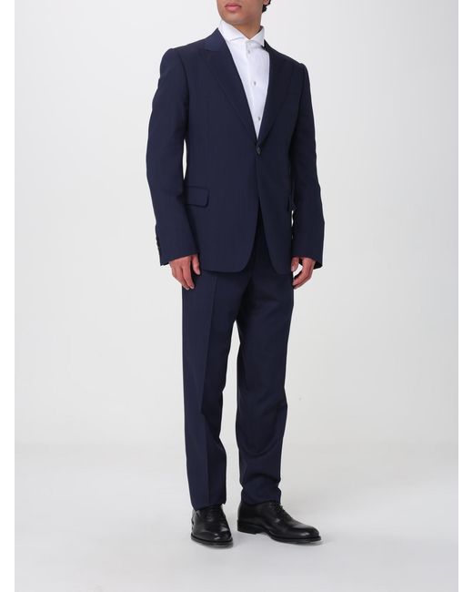 Emporio Armani Blue Single Breasted Virgin Wool And Silk Suit for men