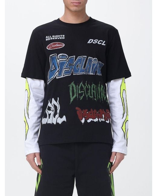 DISCLAIMER Blue Cotton T-Shirt With Logo for men