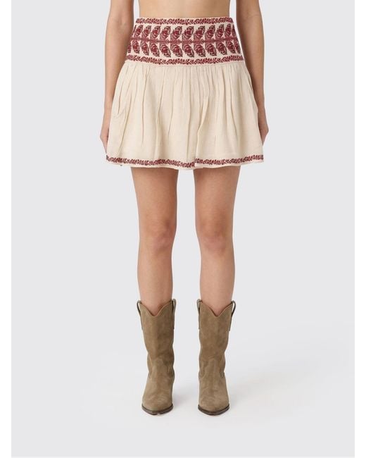Isabel Marant Natural Embroidered Cotton Skirt