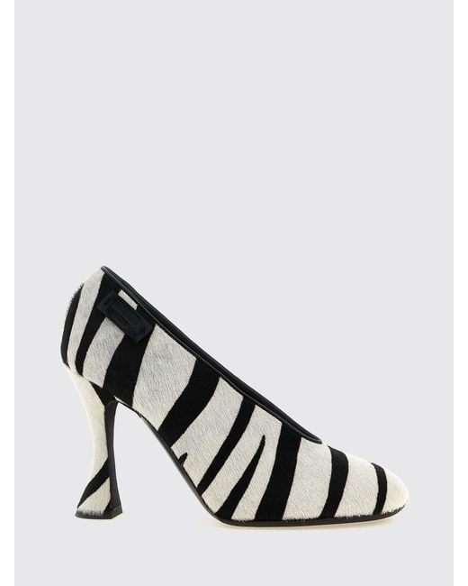 Moschino Couture White Zebra-Print Pony Hair Pumps With Spool Heel