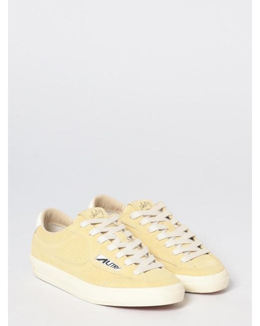 Autry Natural Windscape Leather And Suede Low-Top Sneakers With Carved Logo