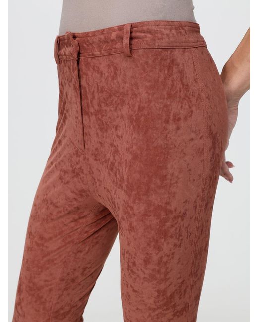 Alberta Ferretti Red High-Waisted Skinny Stretch Velvet Trousers