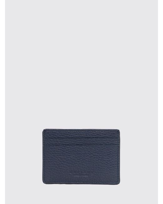 Orciani Blue Micron Hammered Leather Credit Card Holder for men