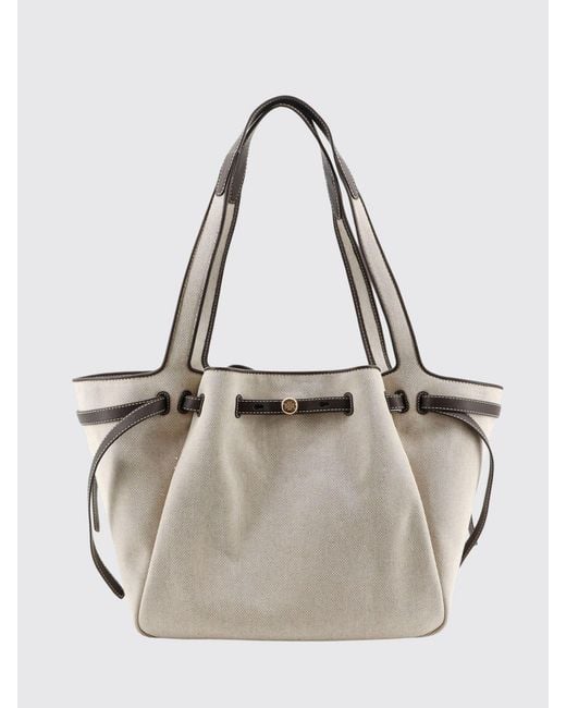 Tory Burch Natural Romy Cotton Canvas And Leather Bag
