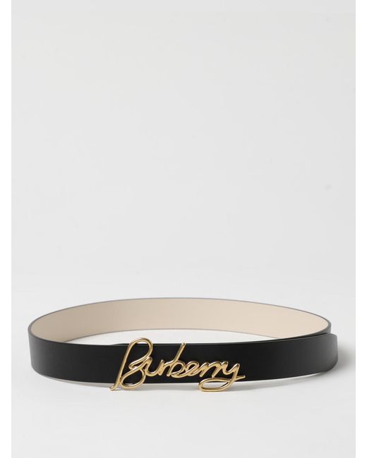 Burberry White Signature Buckle Leather Belt