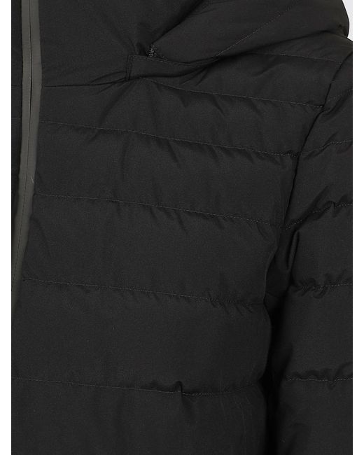 Herno Black Knee-Length Quilted Nylon Down Jacket With Removable Hood