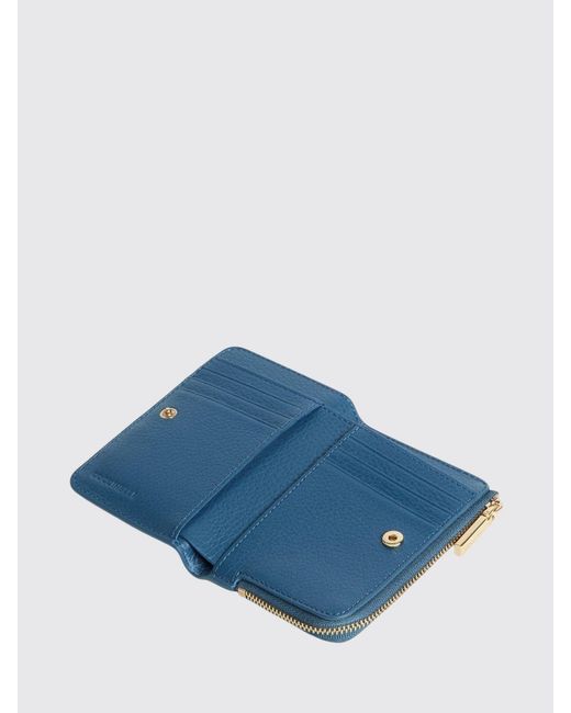 Coccinelle Blue Metallic Soft Grained Leather Wallet