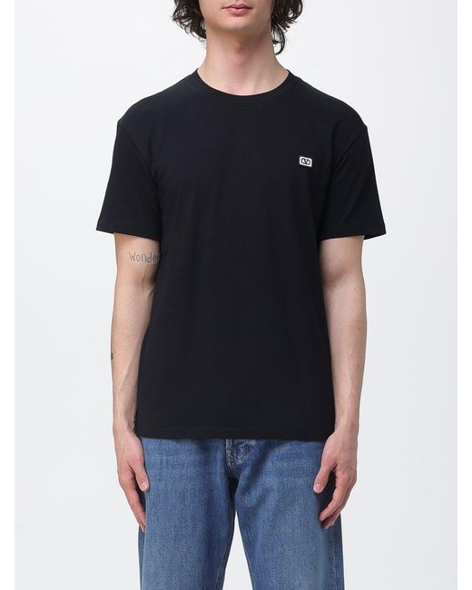 Valentino Black Cotton T-Shirt With Vlogo for men