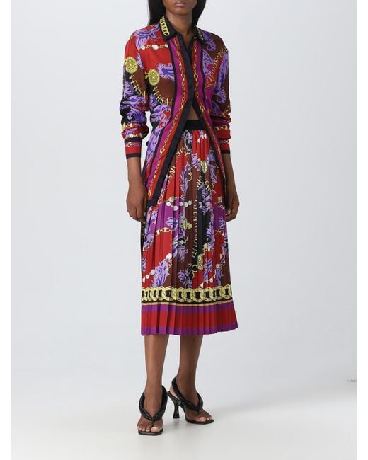 Versace Jeans Couture Red Shirt In Printed Viscose
