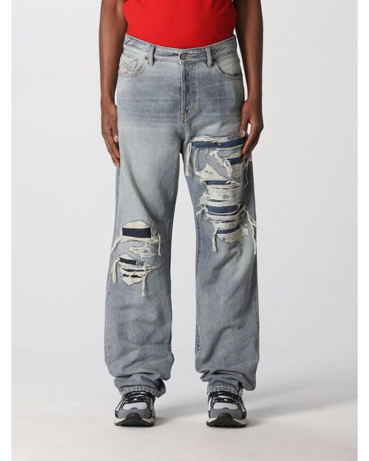 DIESEL 1955 L.32 Jeans In Washed Maxi Ripped Denim in Blue for Men | Lyst  Canada