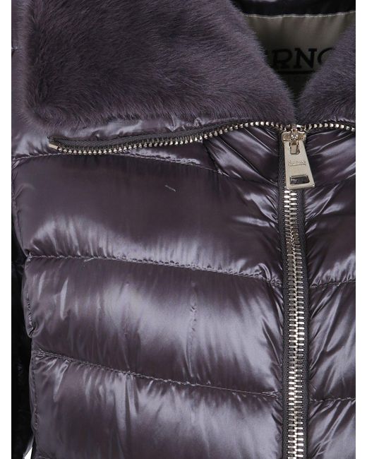 Herno Blue Knee-Length Down Jacket