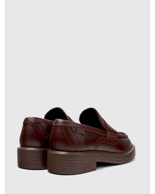 Camper Brown Twins Leather Loafers With Brogue Detail