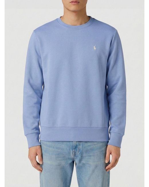Polo Ralph Lauren Blue Cotton Crewneck Sweatshirt With Pony Logo for men
