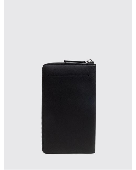 Emporio Armani Black Regenerated Saffiano Synthetic Leather Document Holder for men