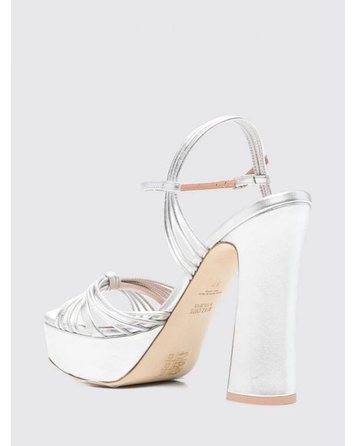 Malone Souliers White Lucille Laminated Nappa Sandal