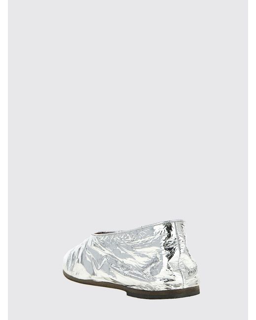 Marsèll White Coltellaccio Laminated Leather Ballerinas