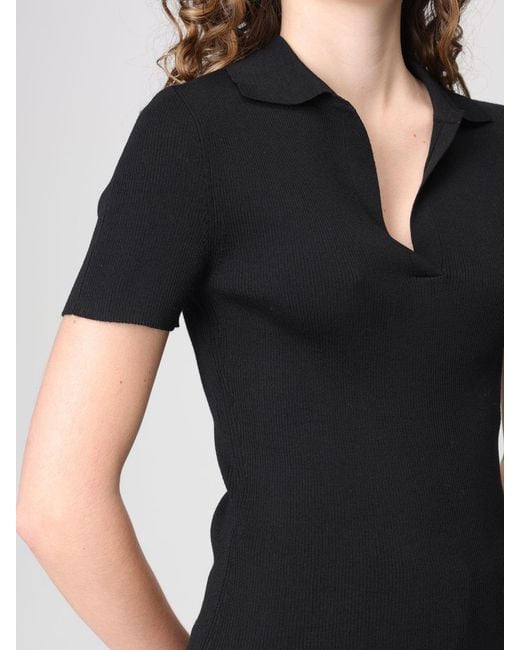 Max Mara Black Basic Wool Knit Polo