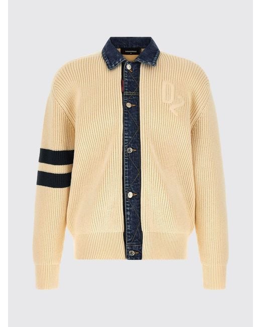 DSquared² Blue Cotton Blend Cardigan for men