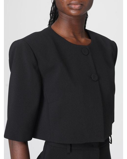 Pinko Black Cropped Crêpe Blazer