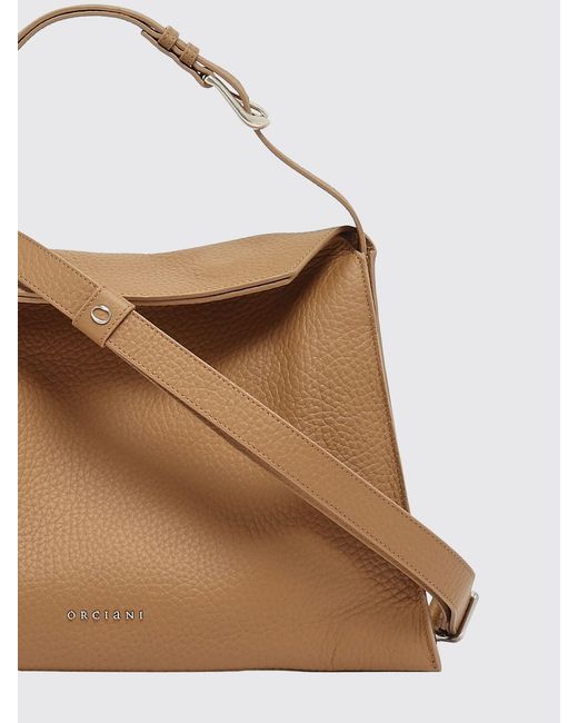 Orciani Brown Hammered Leather Trinity Bag