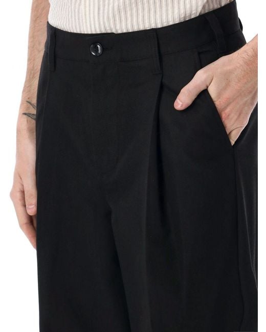 Obey Black Rayon Blend Wide Leg Trousers for men