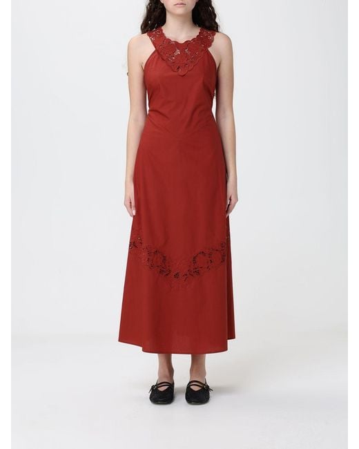 Twinset Red Cotton Midi Dress