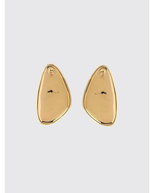 Self-Portrait White Hammered Brass Earrings With Crystals