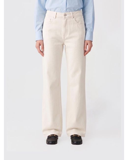 AMI White Cotton Denim Straight Jeans