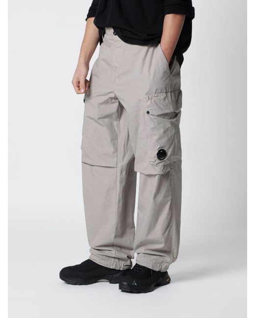 C P Company Gray Cotton Cargo Pants for men