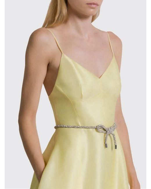 Alberta Ferretti Yellow Silk Organza Midi Dress