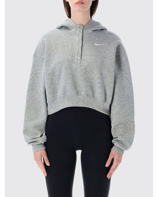 Nike Gray Phoenix Fleece Cotton Blend Sweatshirt