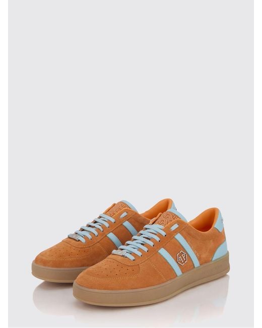 Philipp Plein Orange Retro Rebel Suede Sneakers for men