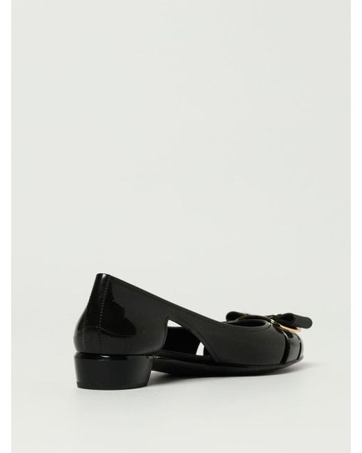 Ferragamo Black Jelly Rubber Ballerinas