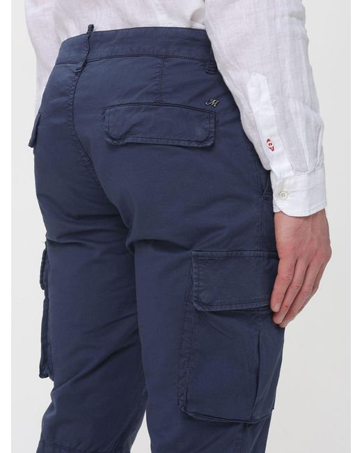 Mason's Blue Stretch Cotton Cargo Trousers for men