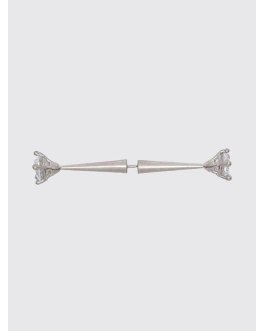 Panconesi Metallic Spina Chromed Brass Earring With Set Crystals