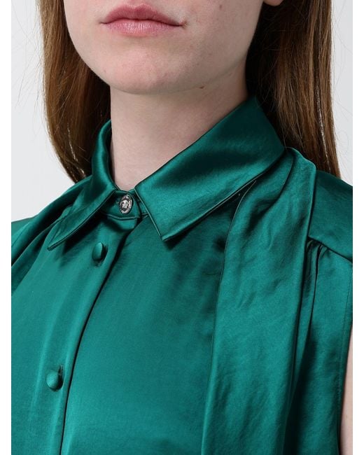 Versace Green Satin Shirt With Foulard