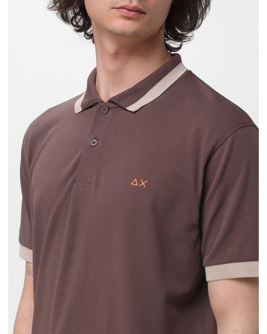 Sun 68 Purple Cotton Logo Polo Shirt for men