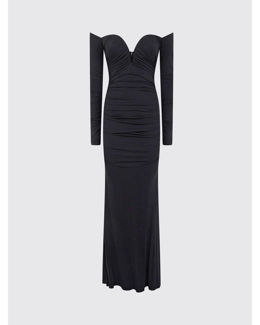Elisabetta Franchi Blue Long Evening Sheath Dress With Sweetheart Neckline