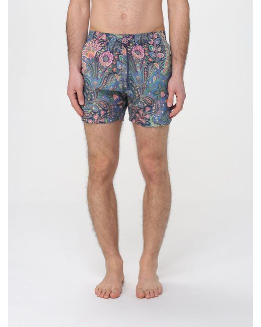 Etro Blue Paisley Print Swimsuit for men