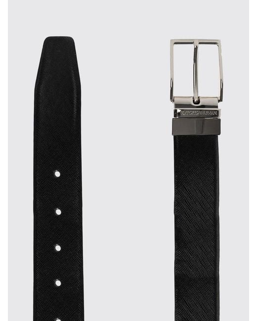Emporio Armani White Reversible Saffiano Leather Belt for men