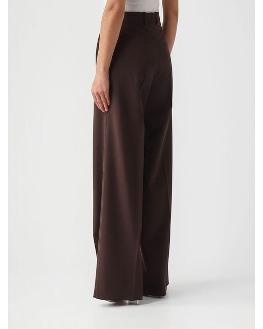 Tagliatore Brown Stretch Virgin Wool Palazzo Trousers