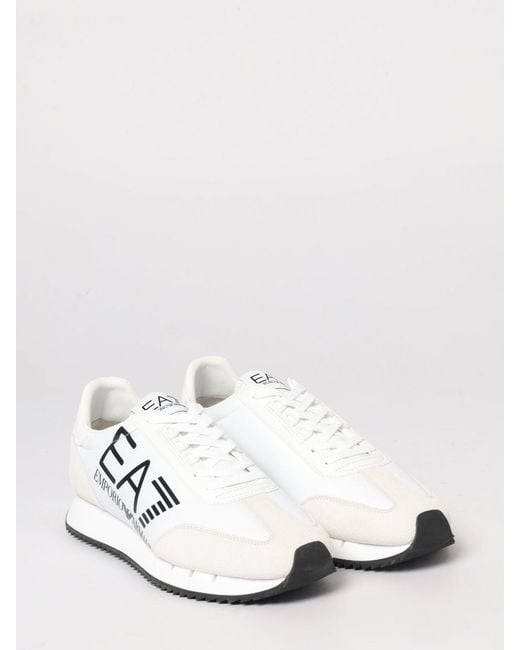 EA7 White Nylon And Suede Sneakers for men
